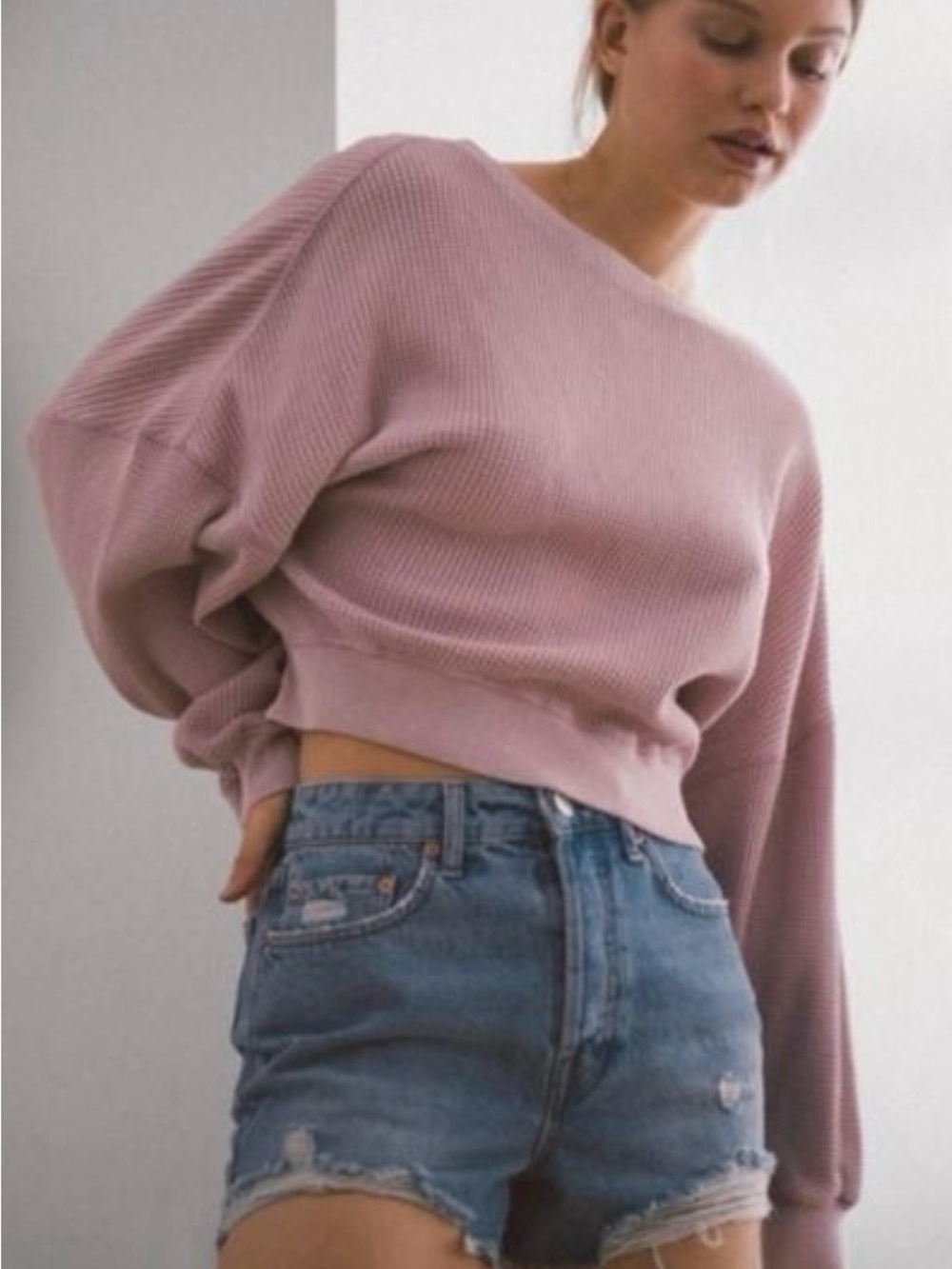 Out From Under Luciana Waffle Knit Pullover Top Size‎ M